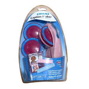 Dymo Caption Maker Embossing Label Maker NEW 3 Wheel Fonts Acid Free Pink
